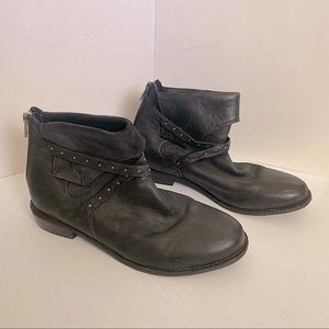 Free People Black Gray Western Beaded Ankle Booties